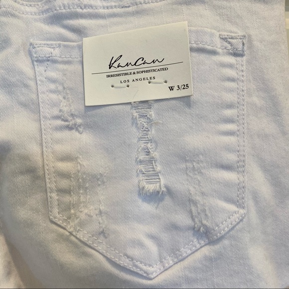 KanCan White Distressed Denim Shorts NWT 3/25 - Picture 6 of 12